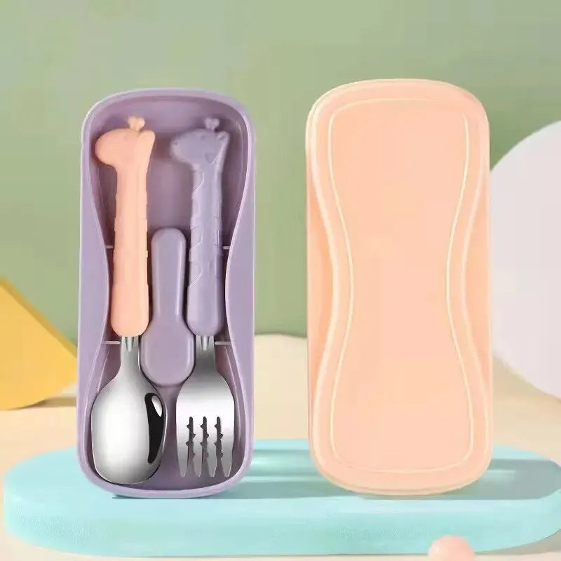 2 PCS Children's Tableware | 304 Stainless Steel Knife & Fork | Baby Training Utensils