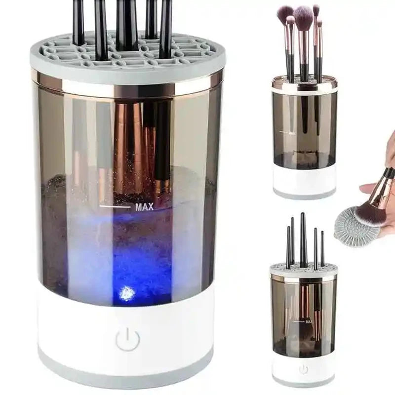 3-in-1 Automatic Electric Makeup Brush Cleaner | Portable Brush Holder & Dryer