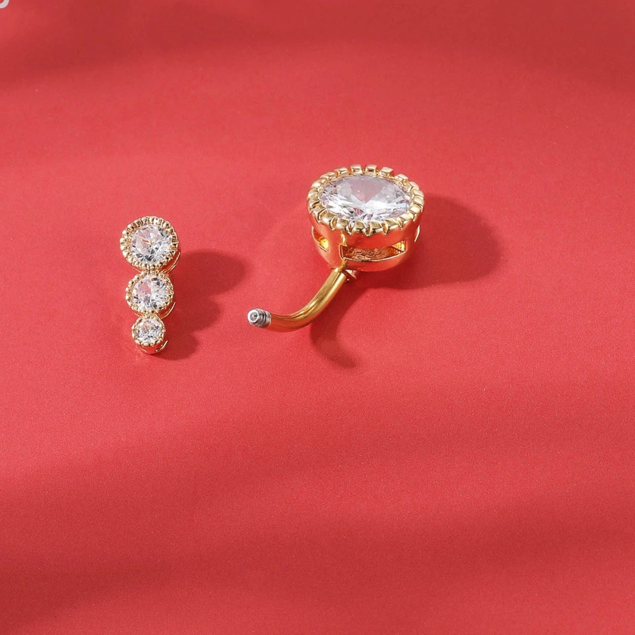 Gold Colour Stainless Steel Belly Ring | Flower Heart Crystal Navel Belly Button Rings | Butterfly Navel Piercings 14G - Glamour Touch