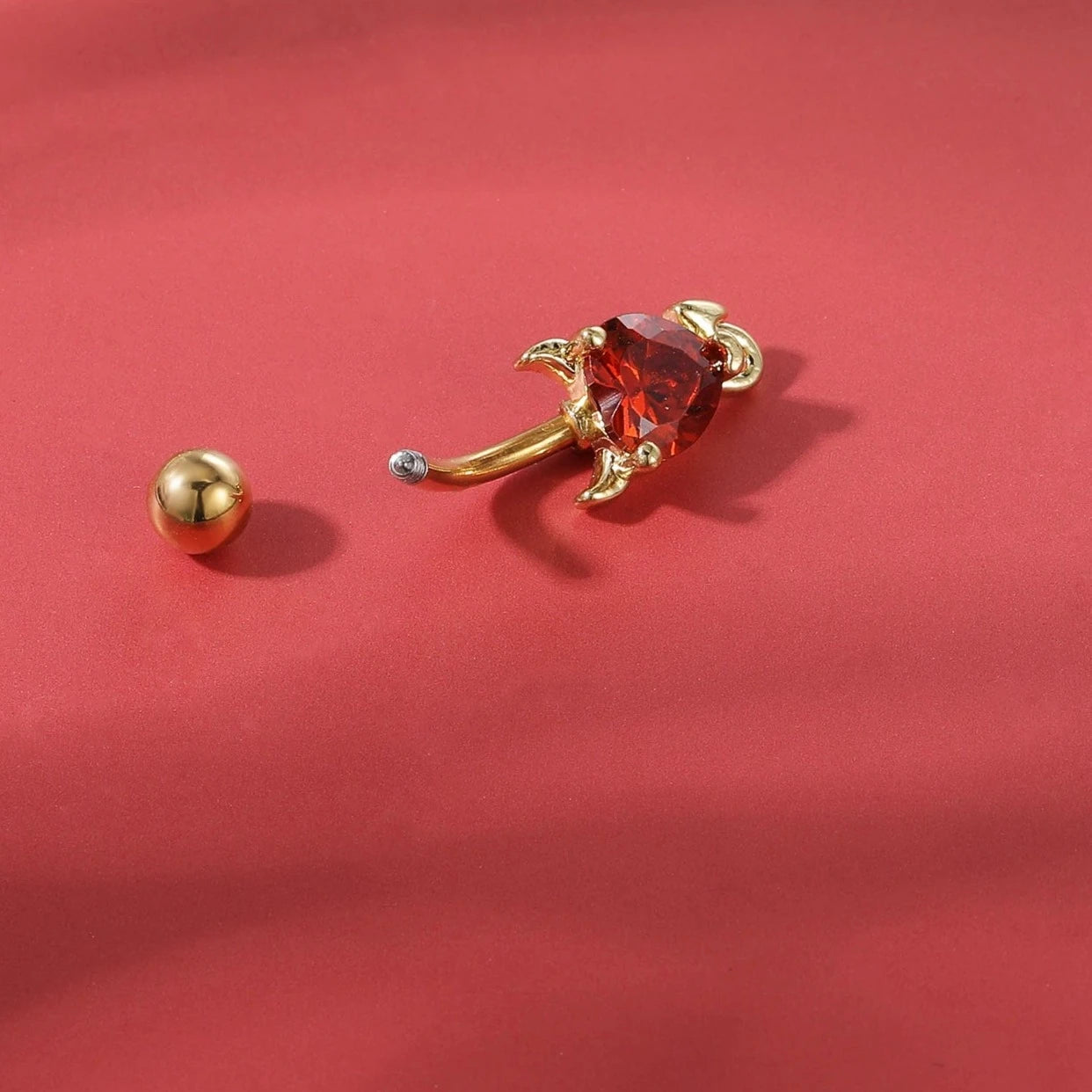 Gold Colour Stainless Steel Belly Ring | Flower Heart Crystal Navel Belly Button Rings | Butterfly Navel Piercings 14G - Glamour Touch