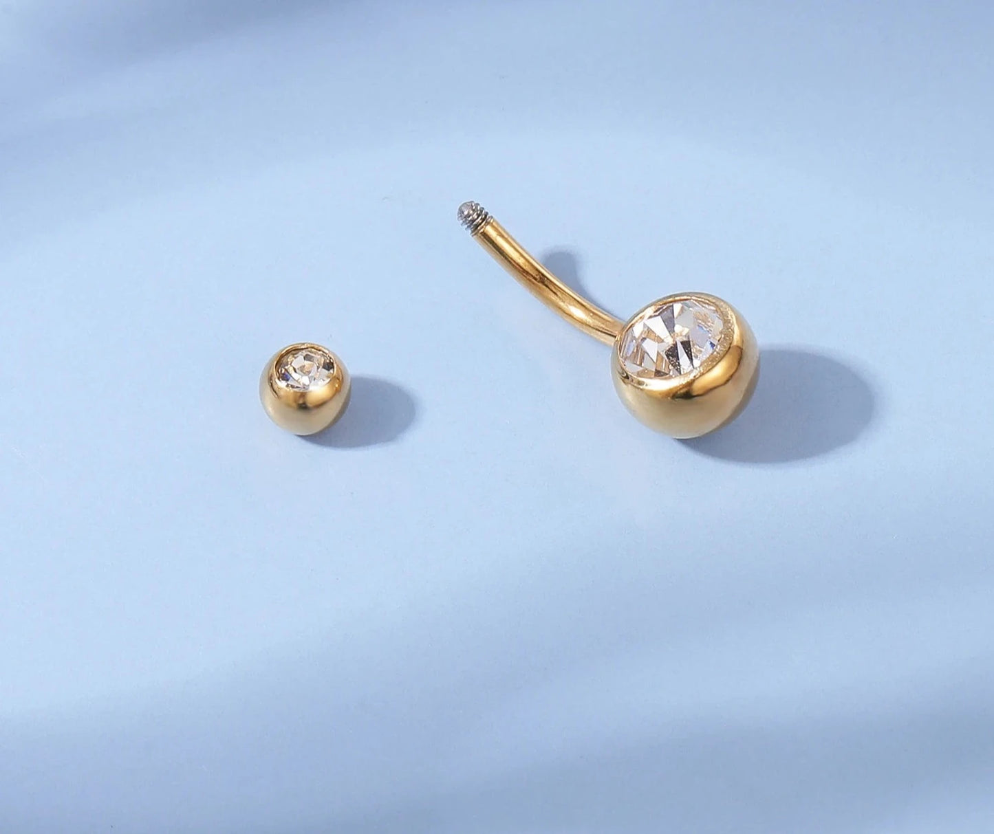 Gold Colour Stainless Steel Belly Ring | Flower Heart Crystal Navel Belly Button Rings | Butterfly Navel Piercings 14G - Glamour Touch