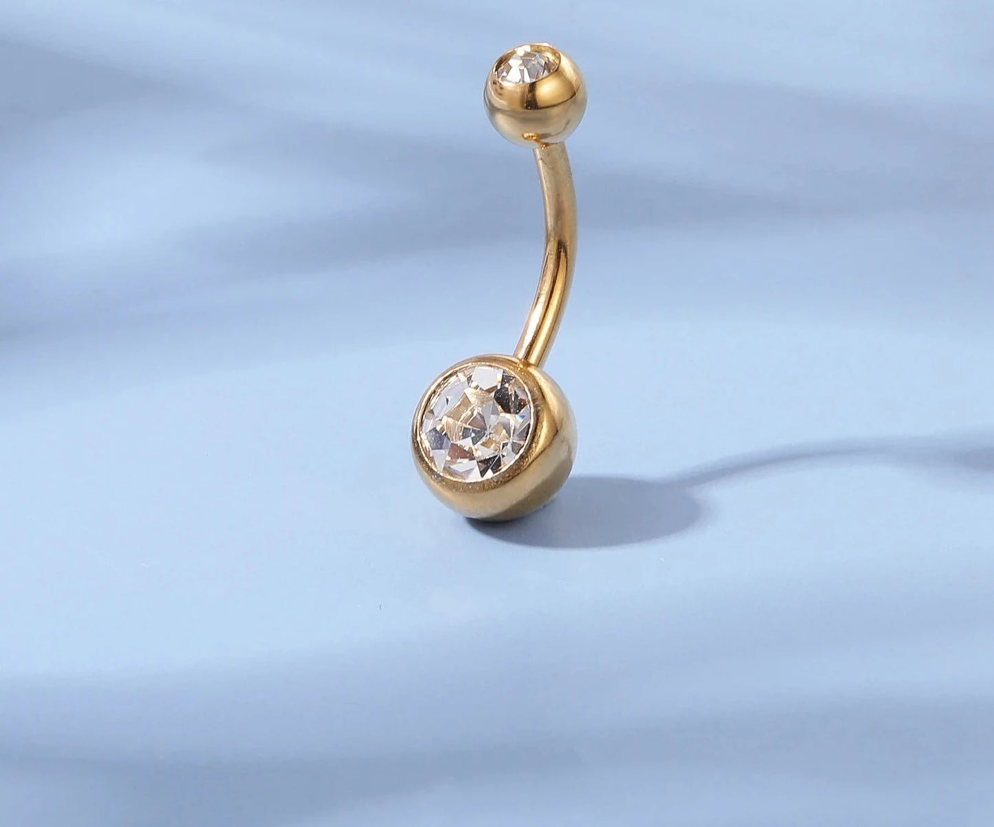 Gold Colour Stainless Steel Belly Ring | Flower Heart Crystal Navel Belly Button Rings | Butterfly Navel Piercings 14G - Glamour Touch