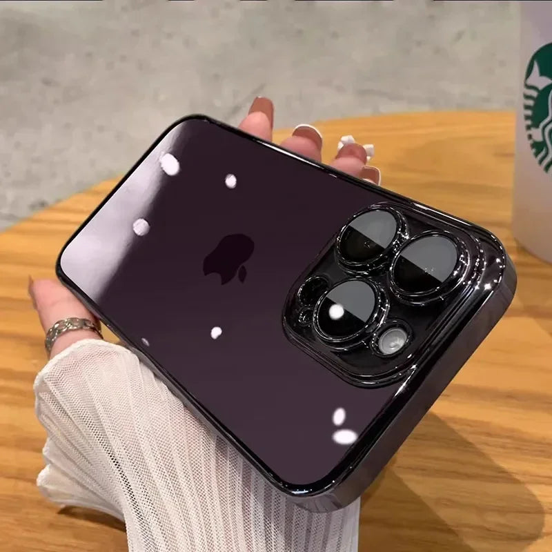Luxury New High Quality Plating Clear Not Yellowing Case For iPhone 15 14 Pro Max Mini Plus |Shockproof Cover - Glamour Touch