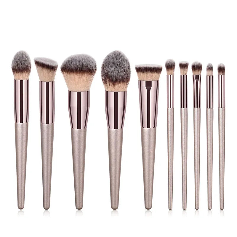 Hot Champagne Makeup Brushes Set for Women| Cosmetic Foundation Powder Blush | Eyeshadow Kabuki Blending Make Up Brush | Beauty Tools - Glamour Touch