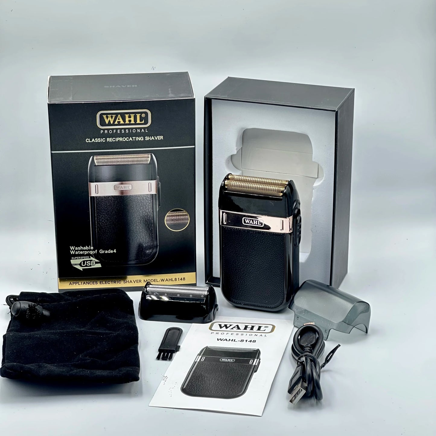 WAHL 8148 Electric Shaver Set For Men Beard | Trimmer Shaver Portable | Bald Hair Clipper |C Type Rechargeable Shaving Beard Machine - Glamour Touch