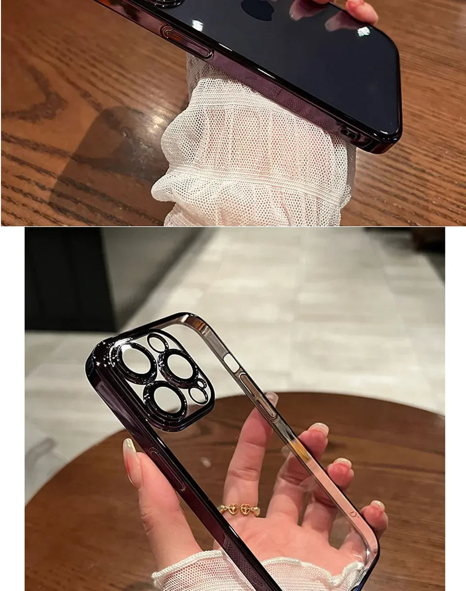 Luxury New High Quality Plating Clear Not Yellowing Case For iPhone 15 14 Pro Max Mini Plus |Shockproof Cover - Glamour Touch
