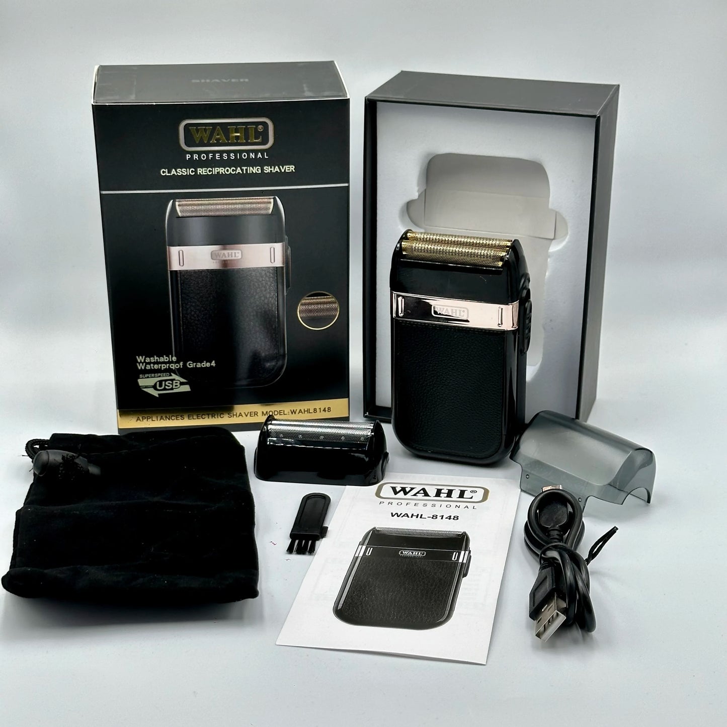 WAHL 8148 Electric Shaver Set For Men Beard | Trimmer Shaver Portable | Bald Hair Clipper |C Type Rechargeable Shaving Beard Machine - Glamour Touch