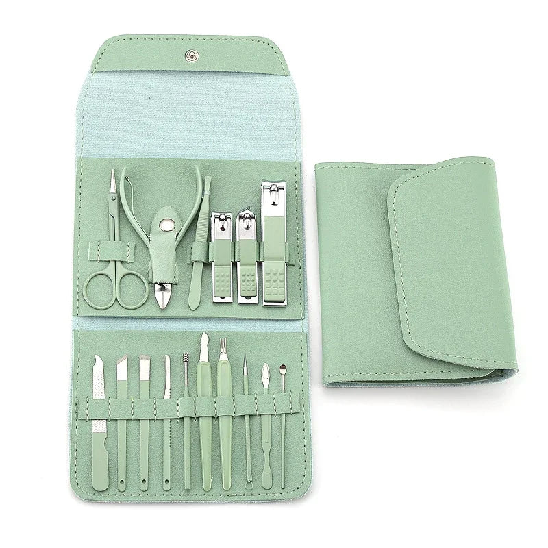 16 Pcs Nail Cutter Set | Stainless Steel Clippers & Scissors | Manicure Kit