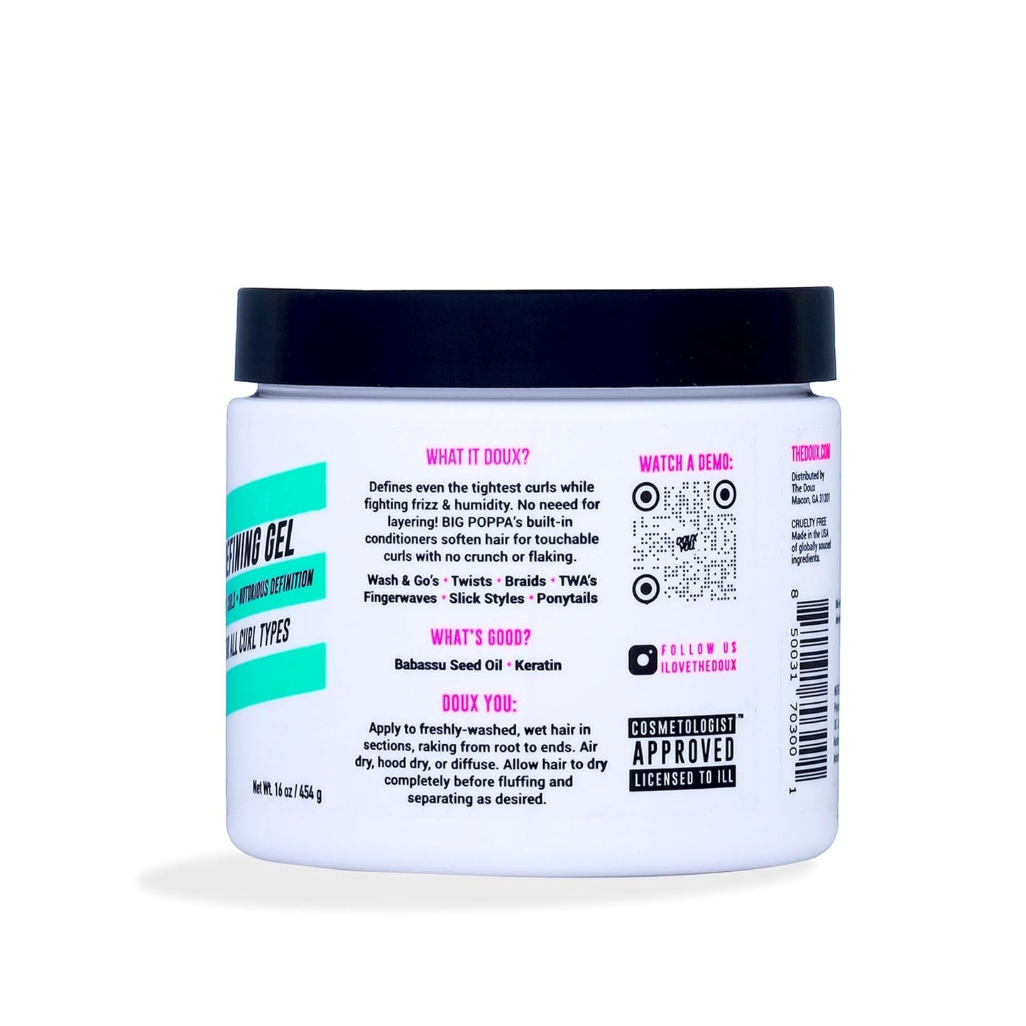 The Doux Big Poppa Defining Gel, Curling Gel to Fight Frizz and Humidity, Curl-Defining Hair Products, Suitable for All Curl Types