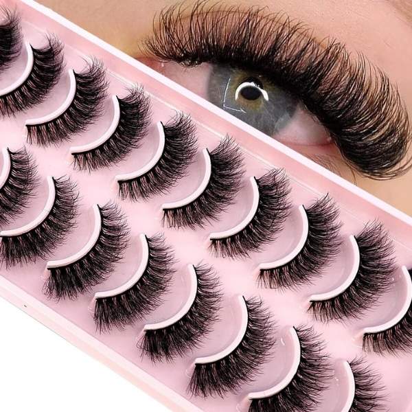 Glamour Mink Eyelashes - 10 Pairs of Long, Natural, 3D Mink Lashes