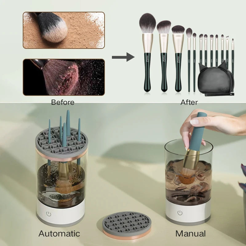 3-in-1 Automatic Electric Makeup Brush Cleaner | Portable Brush Holder & Dryer