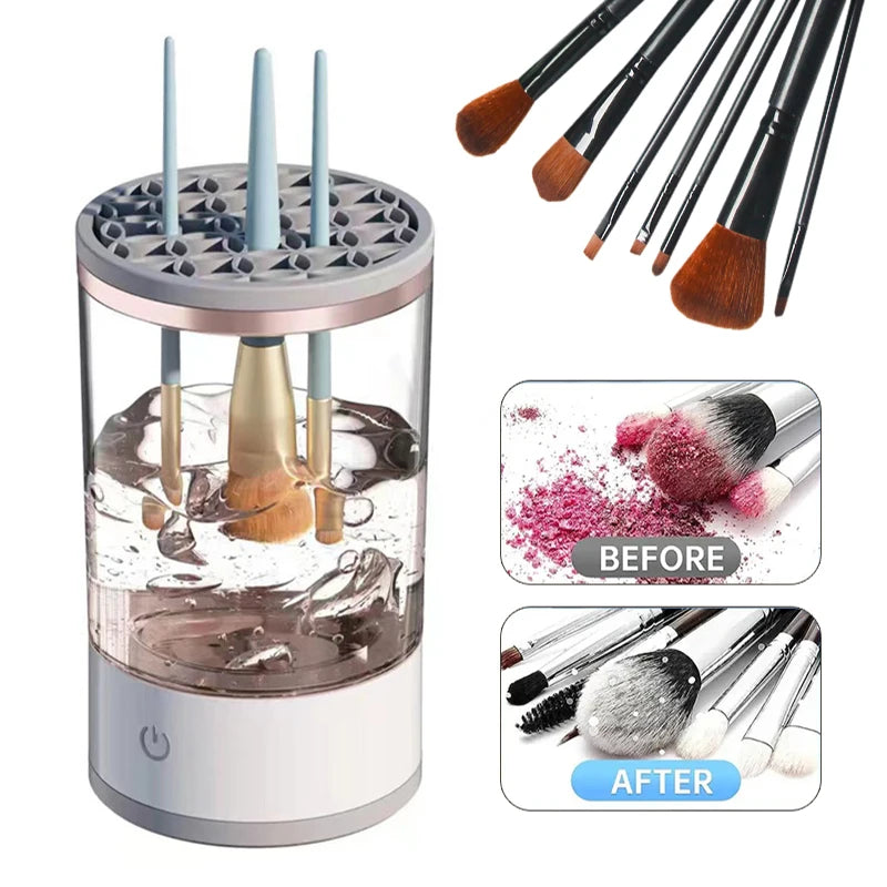 3-in-1 Automatic Electric Makeup Brush Cleaner | Portable Brush Holder & Dryer