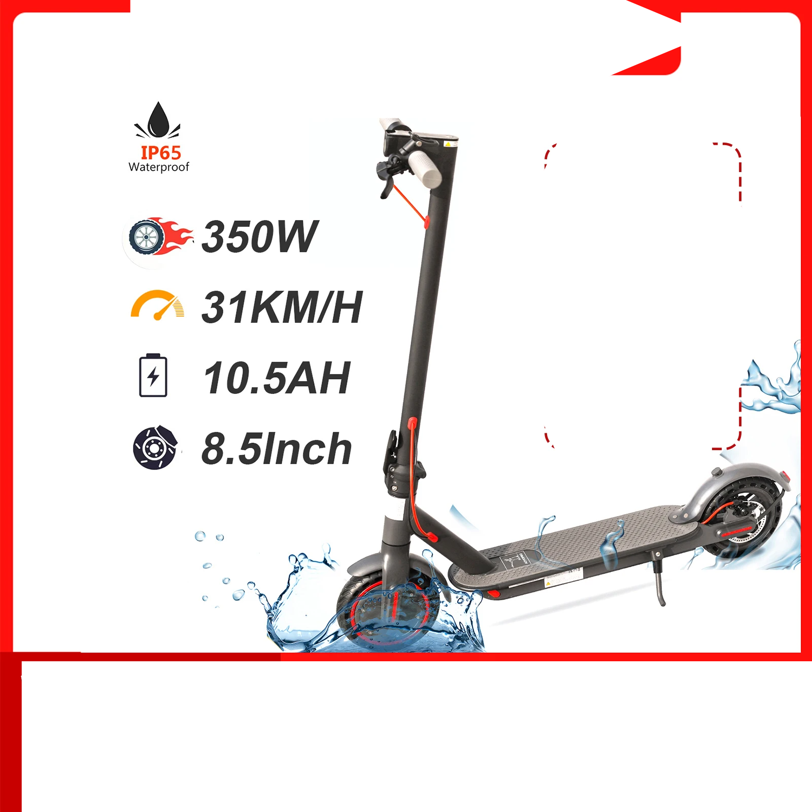 AOVOPRO 7.8-10.5AH Electric Scooter | 350W 31KM/H Foldable Electric Kick Scooter | 8.5 Inch APP Smart E-scooter for Adults - Glamour Touch