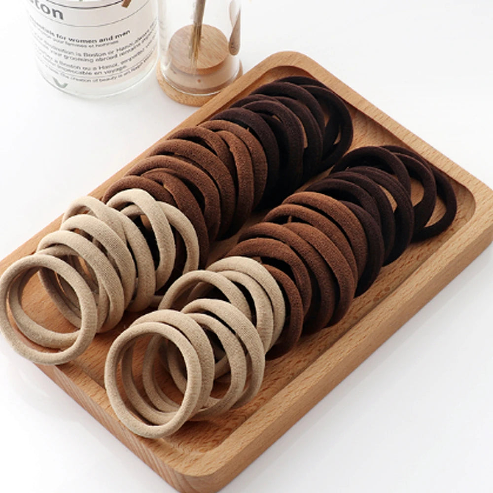Black/White/Khaki Hair Bands for Women | High Elastic Rubber Hair Ties for Girls | Ponytail Holders & Scrunchies