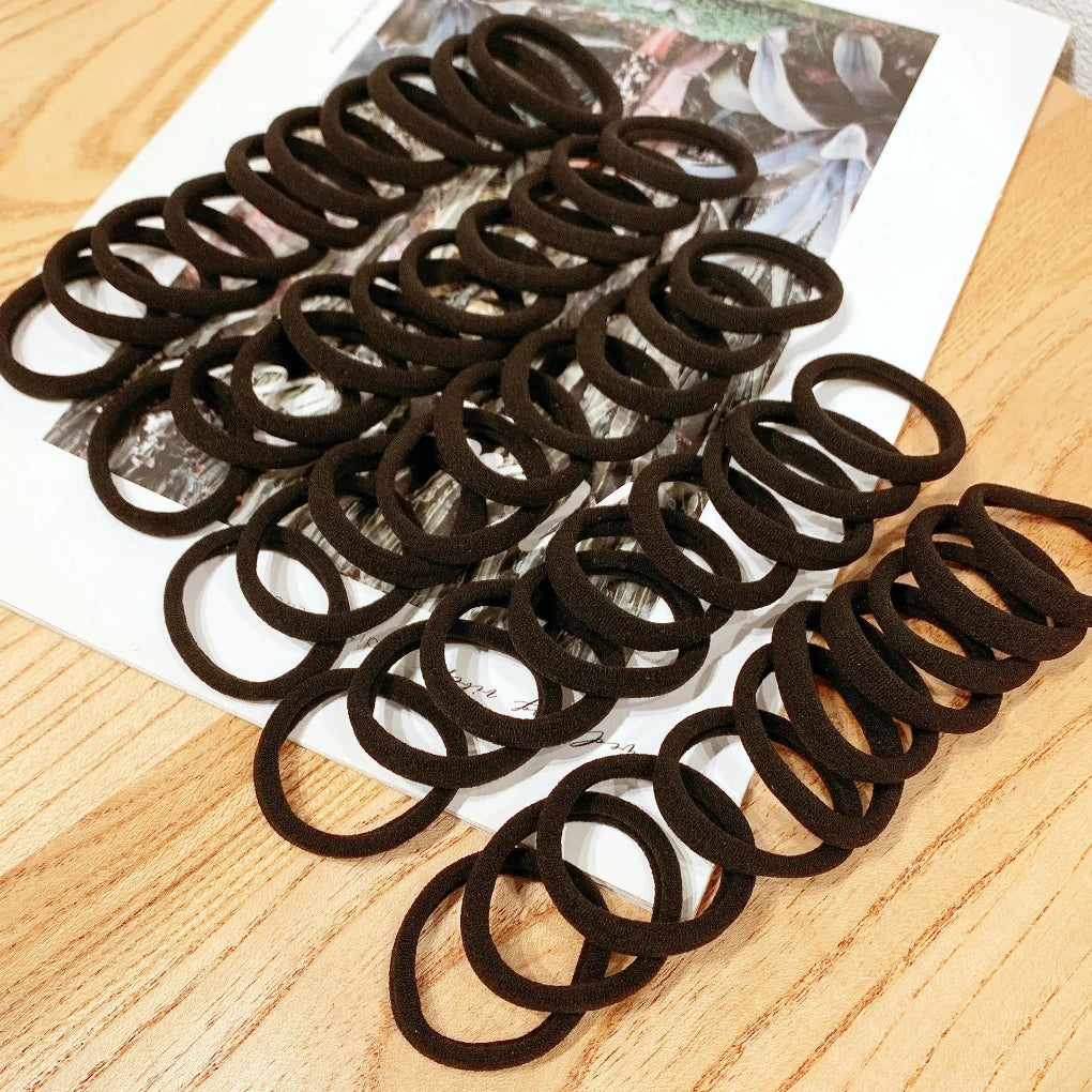 Black/White/Khaki Hair Bands for Women | High Elastic Rubber Hair Ties for Girls | Ponytail Holders & Scrunchies