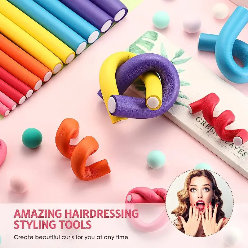 Flexible Curling Rods Set | Hair Twist Flexi Rods & Foam Rollers | No Heat Curlers