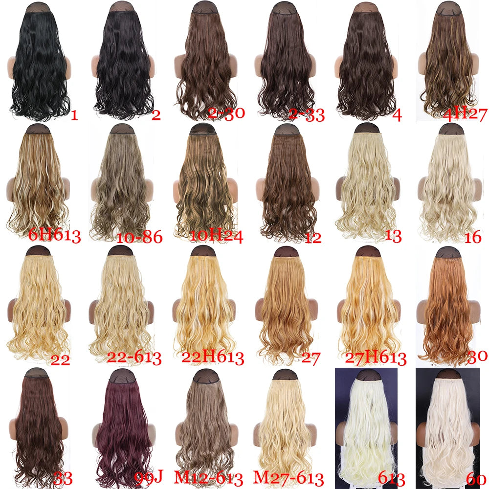 Synthetic 22 inches No Clip Invisible Wire Hair Extensions | Straight Black Blonde One Piece False Hairpiece | Hair Extension - Glamour Touch