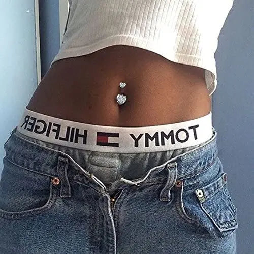 1 Piece Belly Button Ring | Crystal Piercing | Heart Style Navel Piercing |Belly Piercing Sexy Body Jewellery Ombligo - Glamour Touch