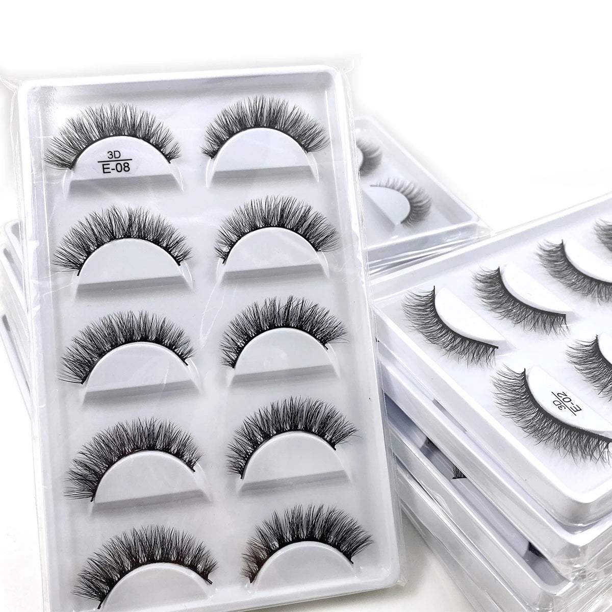 5 Pairs Multipack Faux 3D Mink  Hair False Eyelashes | Handmade Fluffy Long Lashes Long Eye |Makeup Tools  | Eye Lashes - Glamour Touch