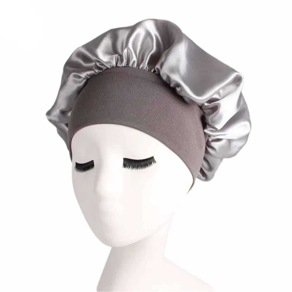 Women's Satin Solid Sleeping Hat | Night  Hair Care Bonnet | Nightcap For Women Men | Unisex Cap - Glamour Touch