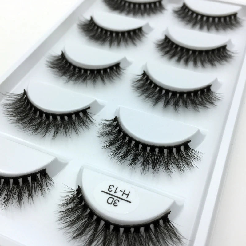 5 Pairs Multipack Faux 3D Mink  Hair False Eyelashes | Handmade Fluffy Long Lashes Long Eye |Makeup Tools  | Eye Lashes - Glamour Touch