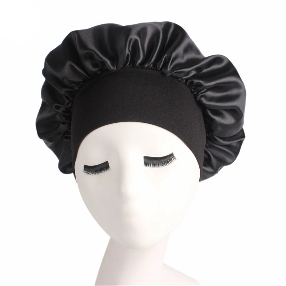 Women's Satin Solid Sleeping Hat | Night  Hair Care Bonnet | Nightcap For Women Men | Unisex Cap - Glamour Touch