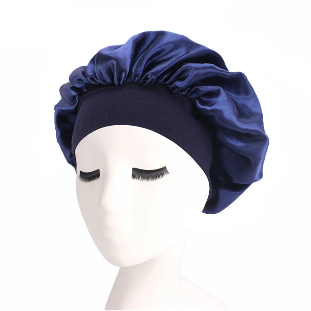 Women's Satin Solid Sleeping Hat | Night  Hair Care Bonnet | Nightcap For Women Men | Unisex Cap - Glamour Touch