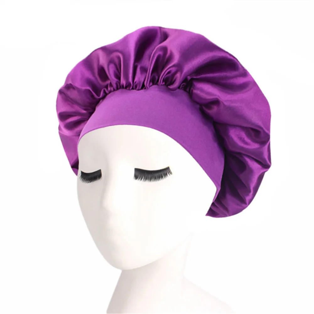 Women's Satin Solid Sleeping Hat | Night  Hair Care Bonnet | Nightcap For Women Men | Unisex Cap - Glamour Touch