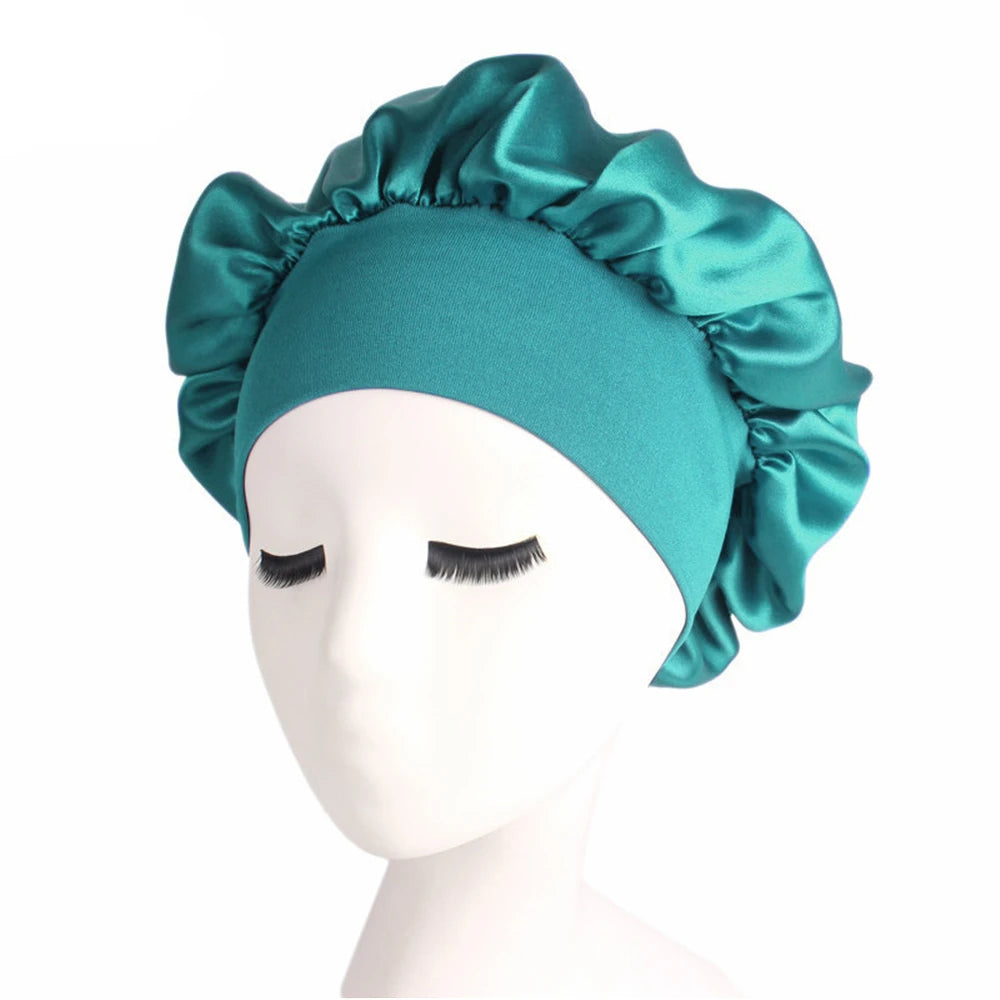 Women's Satin Solid Sleeping Hat | Night  Hair Care Bonnet | Nightcap For Women Men | Unisex Cap - Glamour Touch