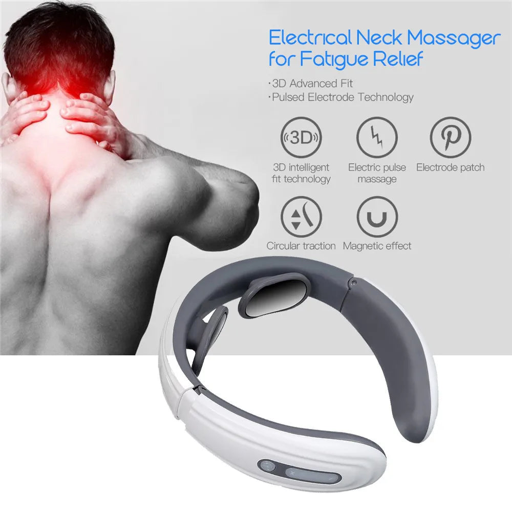 Electric Neck and Shoulder Pulse Massager 6 mode 9 levels Adjustable Heat Cervical Vertebra Relax Pain Relief Kneading Machine - Glamour Touch