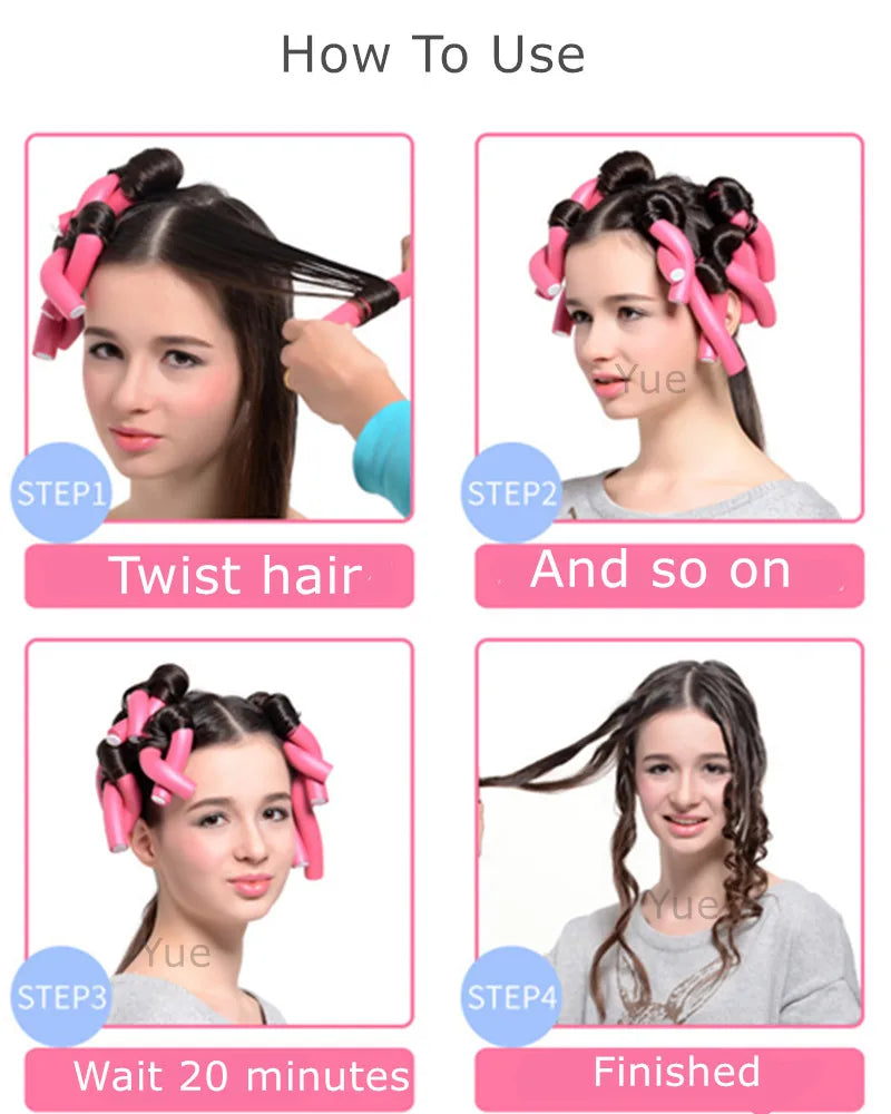 10 pcs/set Multifunction Twist Sponge Hair Curler | No Heat Hair Roller | Wave Formers | Hair Styling Tool - Glamour Touch