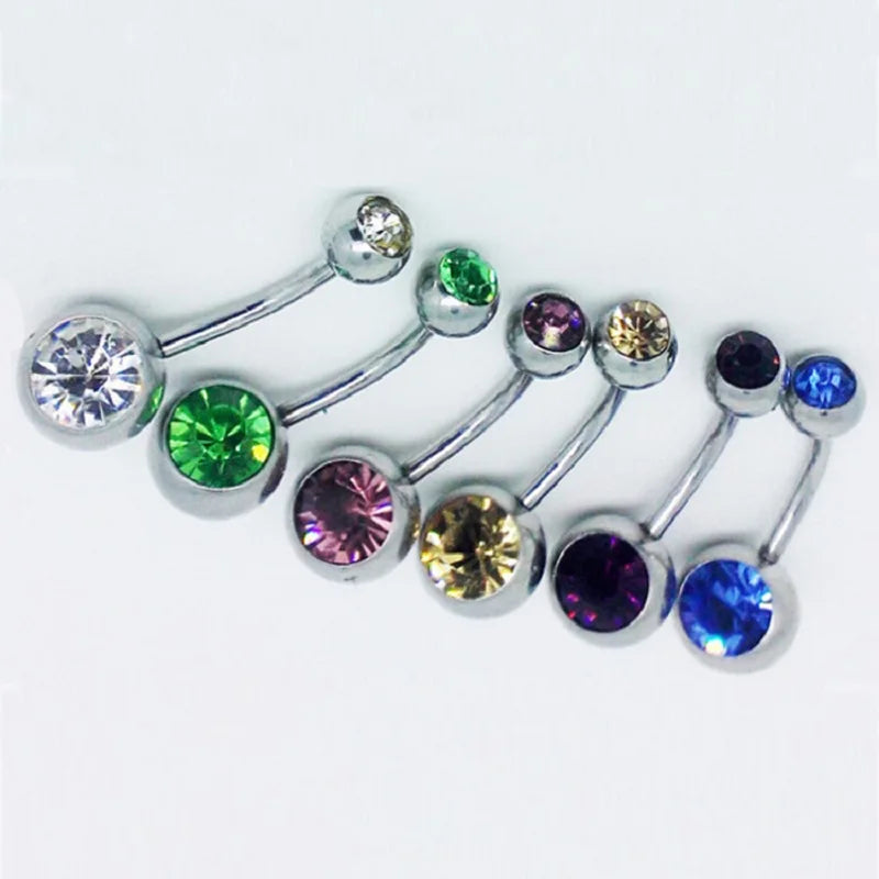 10 pcs/set Piercing Navel | Surgical Steel Single Crystal Rhinestone Belly Button Rings | Navel Piercing |Ombligo 5/8mm Ball - Glamour Touch