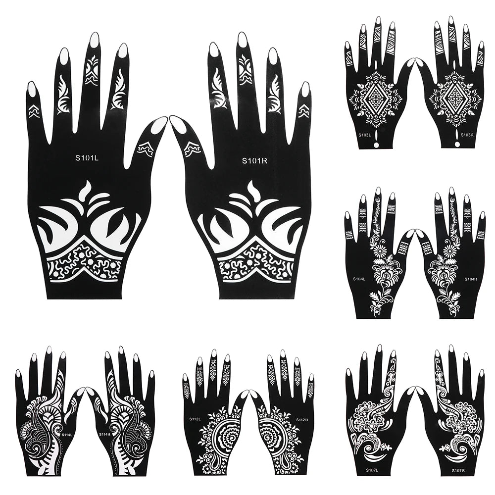 New Professional Henna Stencil | Temporary Hand Tattoo | Body Art Sticker Template | Wedding Tools | Flower Tattoo Stencil - Glamour Touch