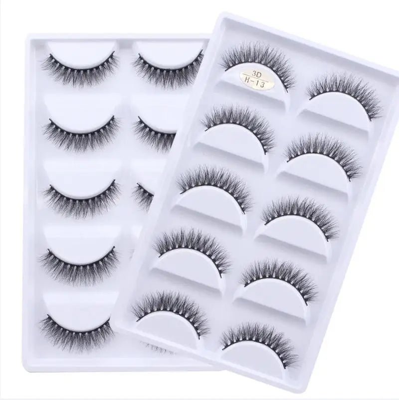 5 Pairs Multipack Faux 3D Mink  Hair False Eyelashes | Handmade Fluffy Long Lashes Long Eye |Makeup Tools  | Eye Lashes - Glamour Touch