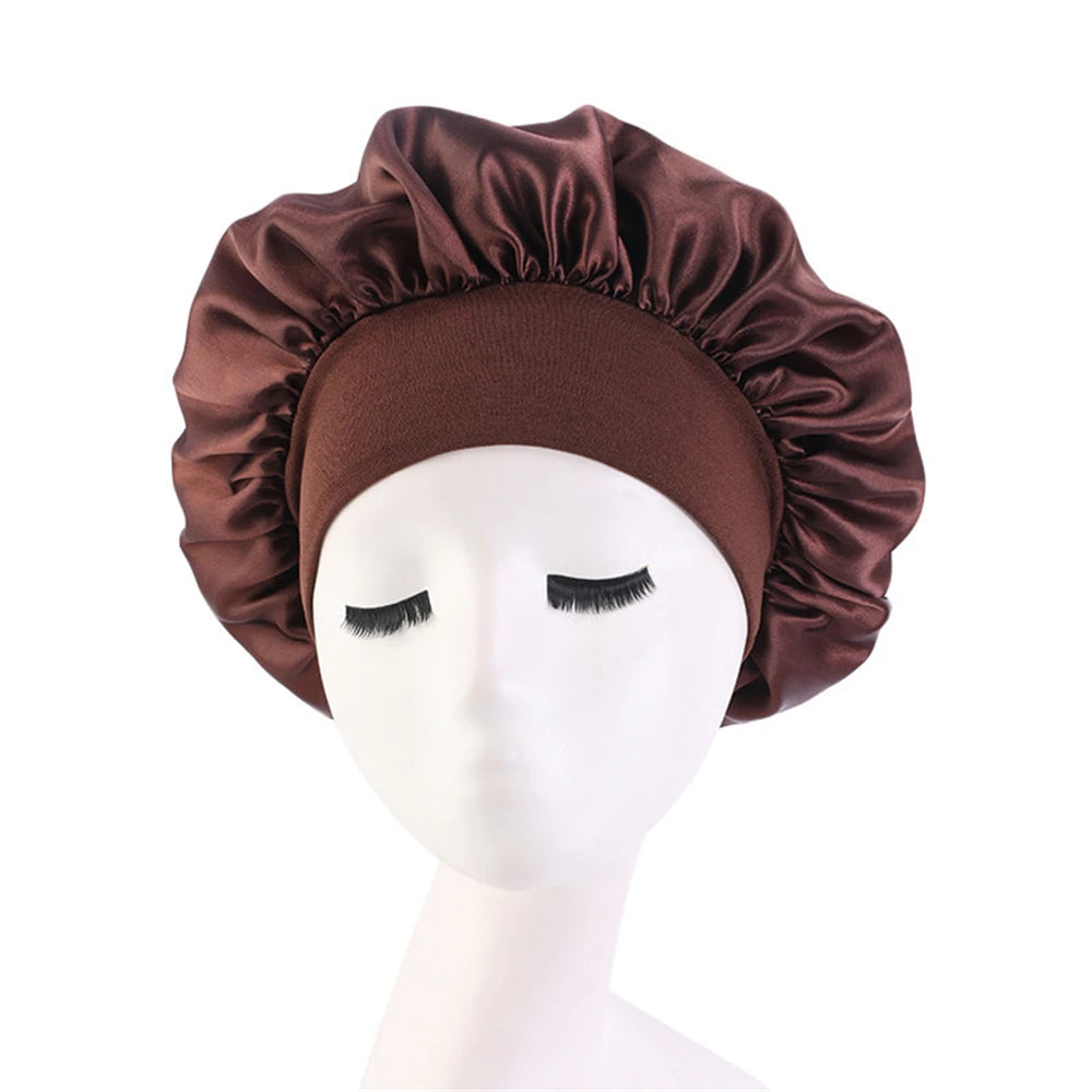 Women's Satin Solid Sleeping Hat | Night  Hair Care Bonnet | Nightcap For Women Men | Unisex Cap - Glamour Touch