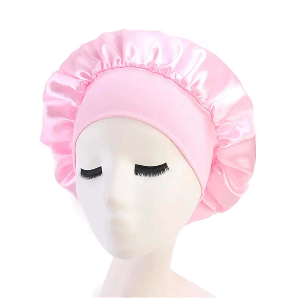 Women's Satin Solid Sleeping Hat | Night  Hair Care Bonnet | Nightcap For Women Men | Unisex Cap - Glamour Touch