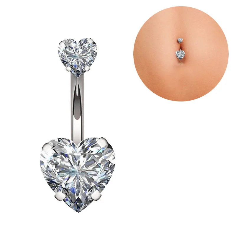 1 Piece Belly Button Ring | Crystal Piercing | Heart Style Navel Piercing |Belly Piercing Sexy Body Jewellery Ombligo - Glamour Touch