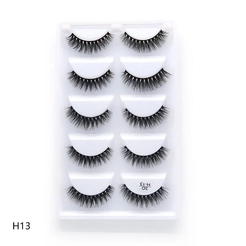 5 Pairs Multipack Faux 3D Mink  Hair False Eyelashes | Handmade Fluffy Long Lashes Long Eye |Makeup Tools  | Eye Lashes - Glamour Touch