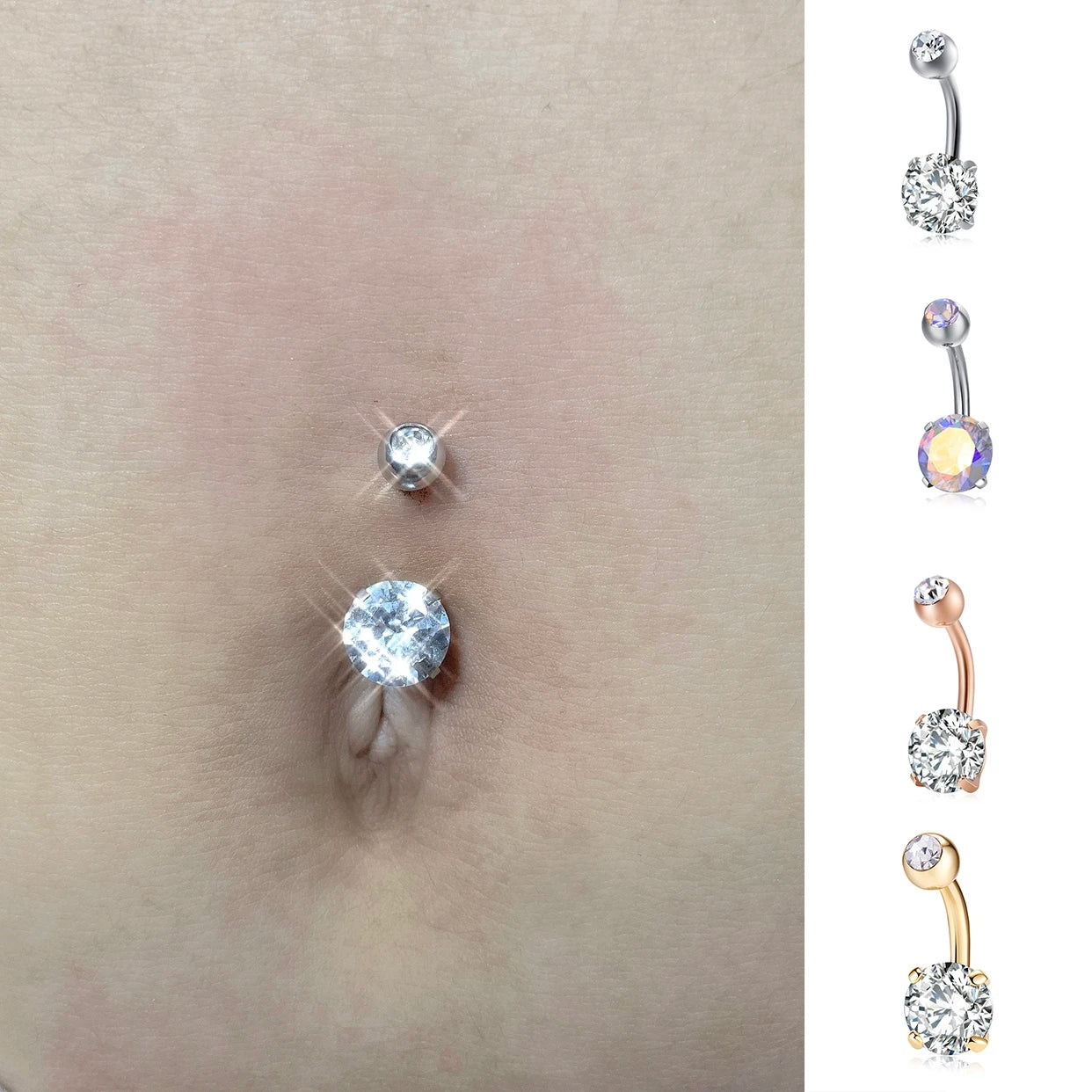 1 Piece Belly Button Ring | Crystal Piercing | Heart Style Navel Piercing |Belly Piercing Sexy Body Jewellery Ombligo - Glamour Touch