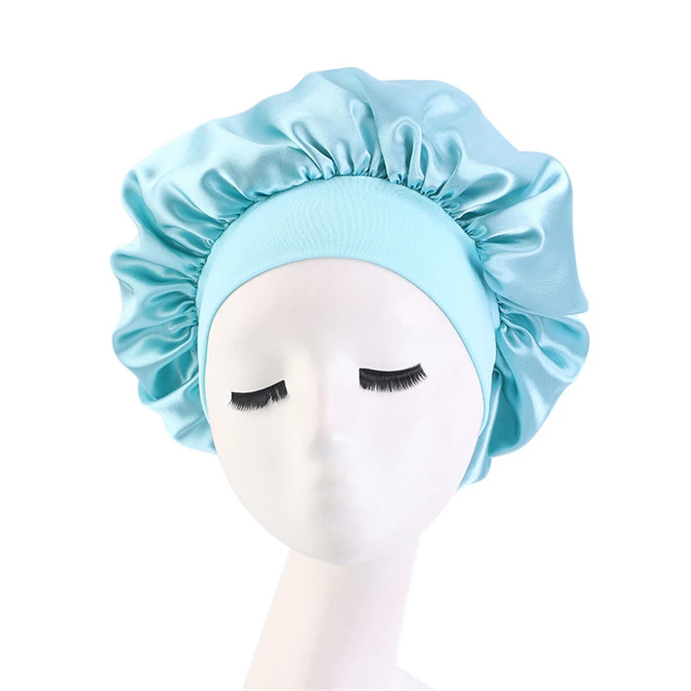 Women's Satin Solid Sleeping Hat | Night  Hair Care Bonnet | Nightcap For Women Men | Unisex Cap - Glamour Touch