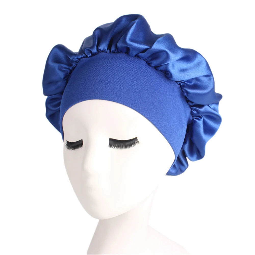 Women's Satin Solid Sleeping Hat | Night  Hair Care Bonnet | Nightcap For Women Men | Unisex Cap - Glamour Touch