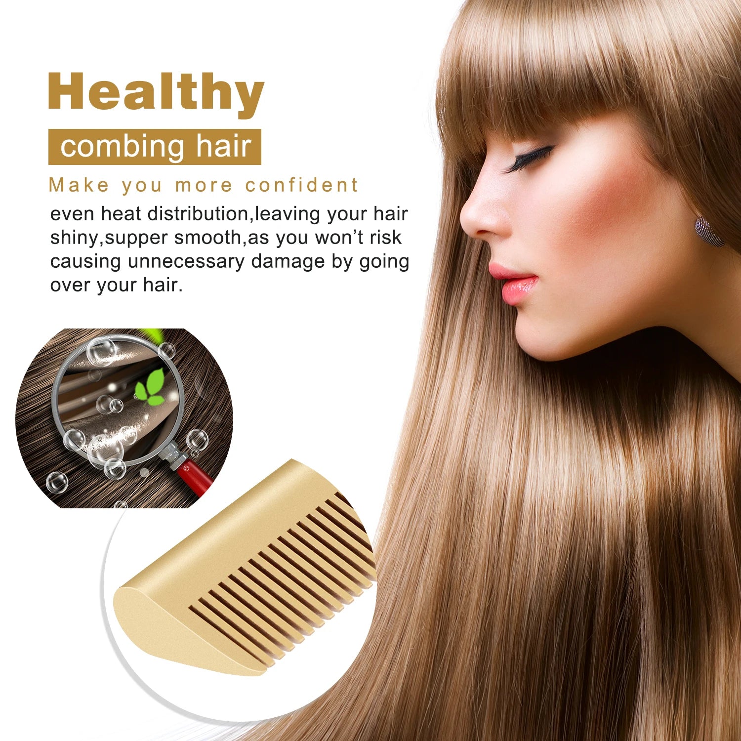 2 in 1 Electric Hot Heating Comb | Hair Straightener | Curler Wet Dry Hair Iron | Straightening Brush | Hair Styling Tool - Glamour Touch