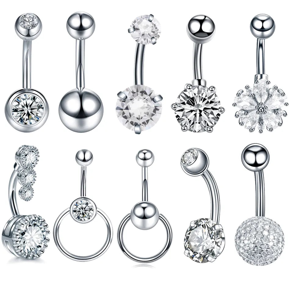 Surgical Steel Belly Button Ring | Navel Nombril Piercing | Belly Ring | Sexy Women Belly Piercing |Body Jewellery Ombligo 14G - Glamour Touch