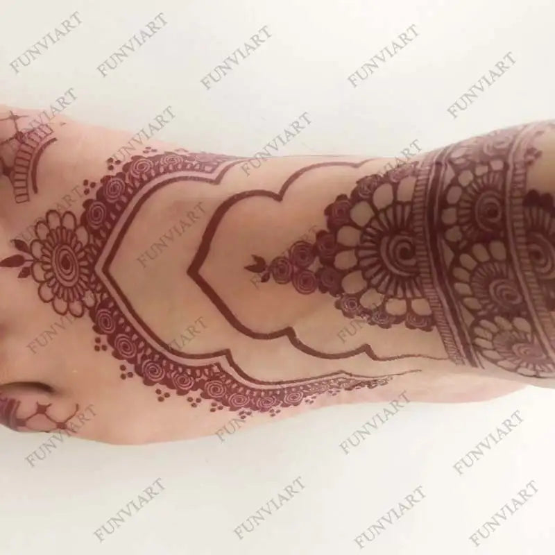 Maroon Henna Tattoo Stickers for Hand | Brown Henna Instant Tattoo for Women | Body Art | Waterproof Temporary Tattoo - Glamour Touch