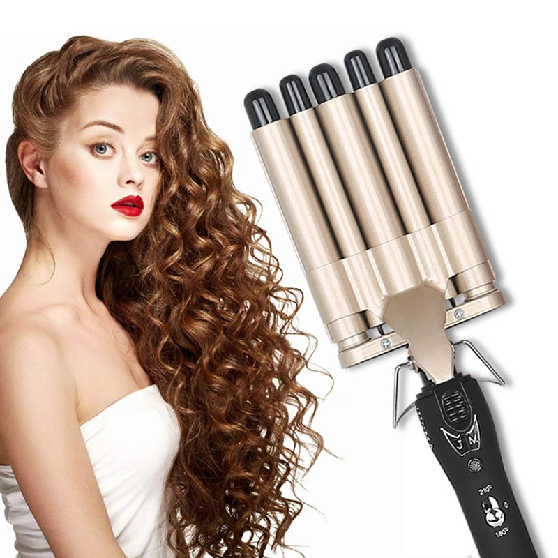 Professional Hairdressing non-straight hair five-tube curling rod splint big wave hair perm automatic hair curler