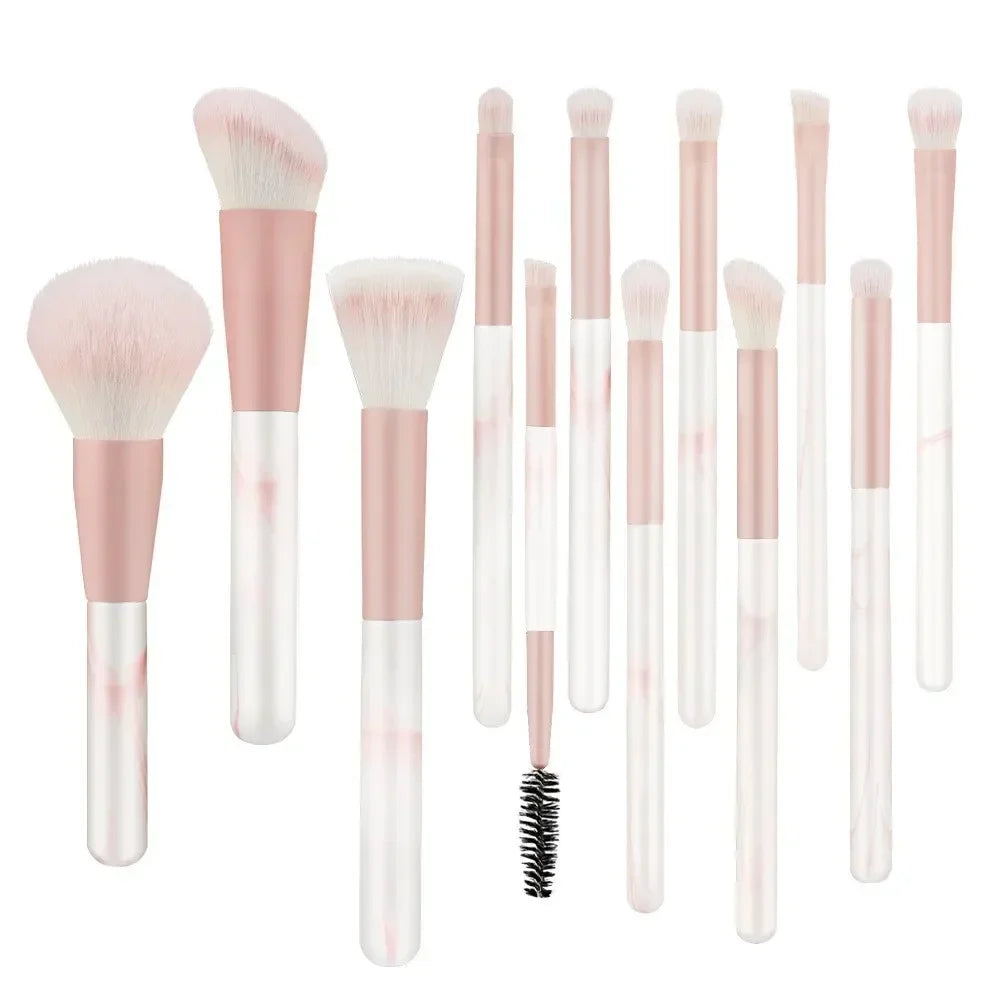 Soft Hair 12 Clear Sky Makeup Brush Set | Full Point Brush | Loose Blush | Powder Concealer Brush | Eyeliner Brush | Makeup Tools - Glamour Touch