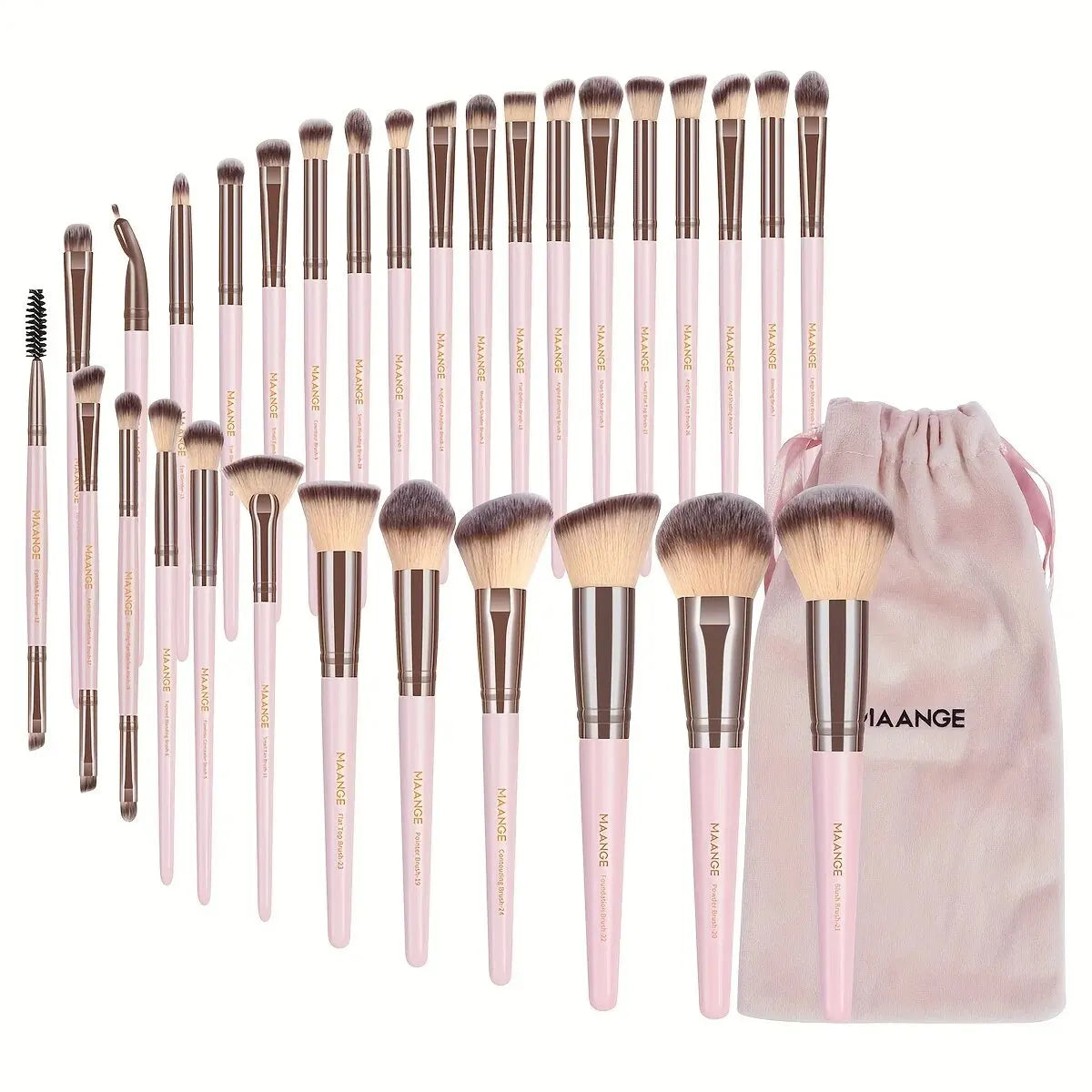 30 pcs Professional Makeup Brush Set | Foundation Concealers | Eye Shadows Powder Blush Blending Brushes | Beauty Tools with Bag - Glamour Touch