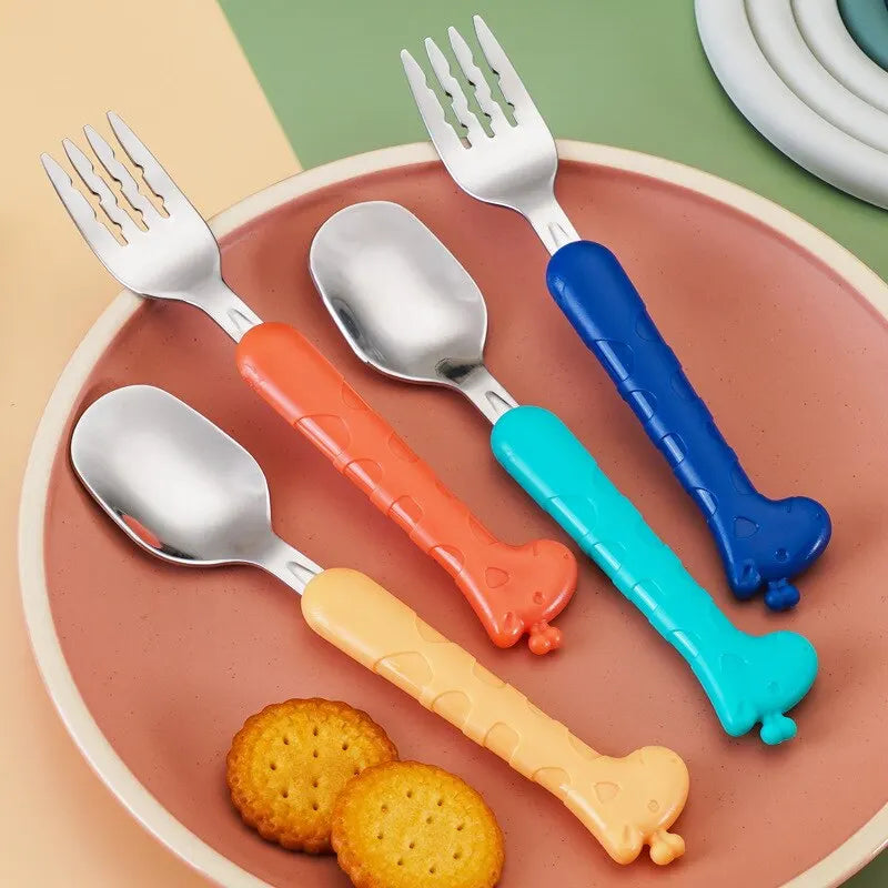 2 PCS Children's Tableware | 304 Food Grade Stainless Steel Knife And Fork | Baby Eating Training Utensils - Glamour Touch