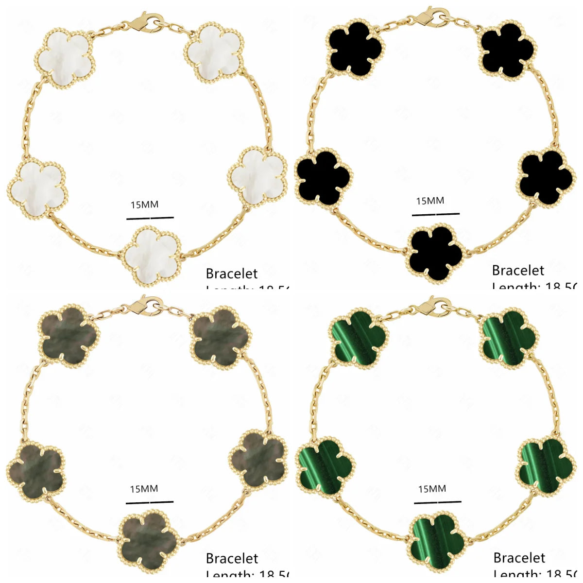 Luxury Large Five-leaf Flower Four-leaf Clover Bracelet | Gold Silver Bracelet | Natural Stone Shell Bracelet | Charm Bracelet