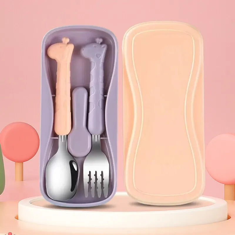 2 PCS Children's Tableware | 304 Food Grade Stainless Steel Knife And Fork | Baby Eating Training Utensils - Glamour Touch